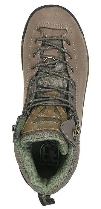 zu sehen ist der braun-schwarze Watschuh von oben mit seiner Schnürung