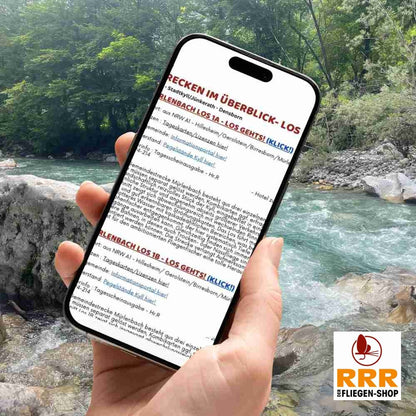 Gezeigt wird ein Mockup einer Darstellung des Pocketguides bestehend aus Hand und Smartphone vor einem fließendem Bach.